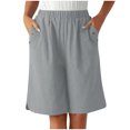 thumbnail image 1 of Jalioing Women's Summer Casual Shorts Wide Leg Loose Shorts with Pocket Elastic High Waist Knee Length Shorts, 1 of 7