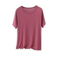 thumbnail image 1 of Jalioing Women's Summer Pajama Shirt Plus Size Comfy Basic Short Sleeve Crew Neck T Shirt Loose Plain Sleep Tee, 1 of 6
