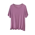 thumbnail image 1 of Jalioing Women's Summer Pajama Shirt Plus Size Comfy Basic Short Sleeve Crew Neck T Shirt Loose Plain Sleep Tee, 1 of 6