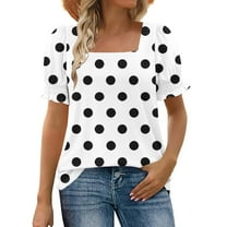 Jalioing Women's Summer Shirts Short Puff Sleeve Fashion T Shirts Trendy Square Neck Casual Tops Outfits