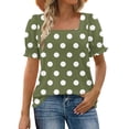 thumbnail image 1 of Jalioing Women's Summer Shirts Short Puff Sleeve Fashion T Shirts Trendy Square Neck Casual Tops Outfits, 1 of 7