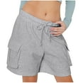 thumbnail image 1 of Jalioing Women's Sweat Shorts Plain Casual Elastic Waist Cargo Shorts Wide Leg Drawstring Loose Shorts with Pocket, 1 of 6