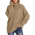 thumbnail image 1 of Jalioing Women's Sweater Solid Color Ribbed Knitted High Neck Lounge Comfy Pullover Tops (Medium, Khaki), 1 of 7