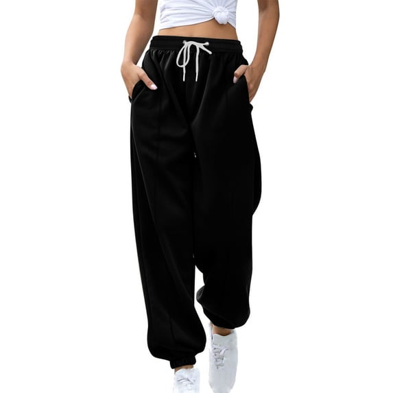 Jalioing Women's Sweatpants Loose High Waist Cinch Bottom Drawstring Joggers Casual Lounge Pants Activewear