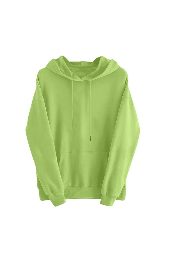 Women's Sweatshirts Solid Color Lightweight Basic Hoodies Long Sleeve Drawstring Casual Pullover Tops