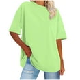 thumbnail image 1 of Jalioing Women's T Shirt Plus Size Basic Tee Oversized Solid Color Short Sleeve Crew Neck Summer Pullover Shirt, 1 of 3