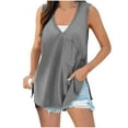 thumbnail image 1 of Jalioing Women's Tank Tops Casual V Neck Sleeveless Shirt with Pocket Loose Flowy Side Slit Summer Tops, 1 of 8