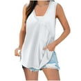 thumbnail image 1 of Jalioing Women's Tank Tops Casual V Neck Sleeveless Shirt with Pocket Loose Flowy Side Slit Summer Tops, 1 of 7