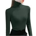 thumbnail image 1 of Jalioing Women's Turtleneck Undershirt Plus Size Long Sleeve Bottoms Shirt Spring Lightweight Slim Blouse (3X-Large, Army Green), 1 of 3