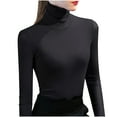 thumbnail image 1 of Jalioing Women's Turtleneck Undershirt Plus Size Long Sleeve Bottoms Shirt Spring Lightweight Slim Blouse (3X-Large, Black), 1 of 3