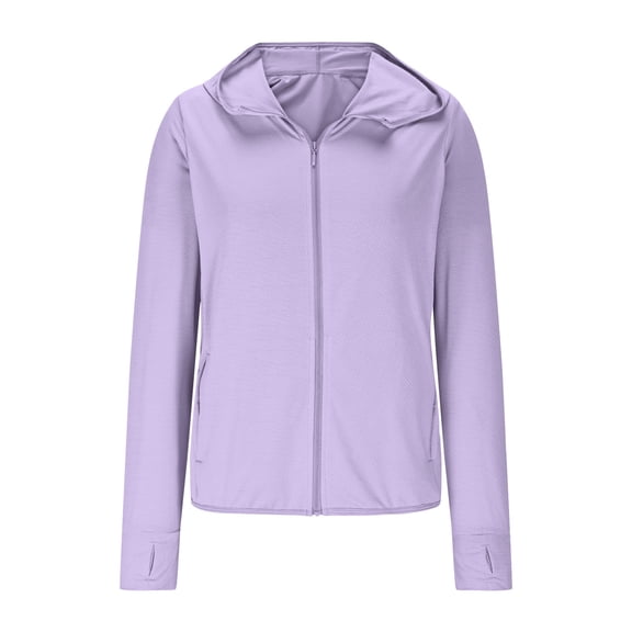 Jalioing Women's UPF 50+ Lightweight Athletic Jacket Full Zipper Long Sleeve Thumb Hole Outdoor Hoodies with Pocket