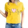 thumbnail image 1 of Jalioing Women's Valentine's Day Tops Short Sleeve Pullover Top Crewneck Solid Color Hearts Print Basic Shirt (XX-Large, Yellow), 1 of 5