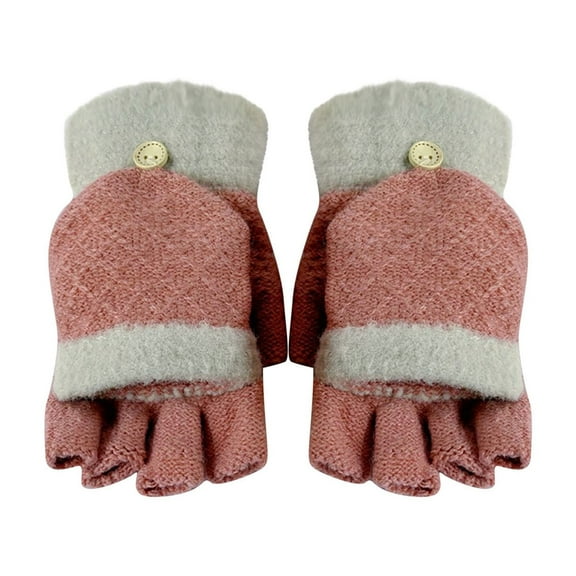 Jalioing Women's Winter Gloves Soft Warm Knit Fingerless Gloves Convertible Thermal Mittens for Cold Weather