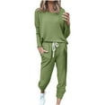 thumbnail image 1 of Jalioing Women's Workout Sets Solid Color Pullover Tops with Drawstring Elastic Waist Pocket Pant Baggy Suits (XX-Large, Green), 1 of 5
