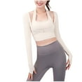 thumbnail image 1 of Jalioing Women's Yoga Crop Top Long Sleeve Workout Bottom Shirt with Built in Bra Trendy Sportwear Undershirt, 1 of 4