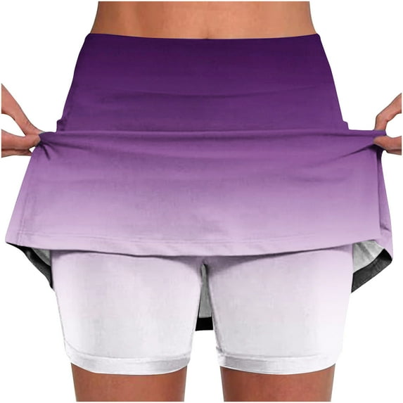 Jalioing Womens Athletic Skorts Colorful High Waist Tennis Skirts Plus Size Stretchy Workout Golf Skirt Skorts