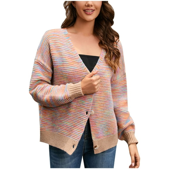 Jalioing Womens Cropped Cardigan Colorful Graphic Printed Sweaters Open Front Cute Knit Outwear
