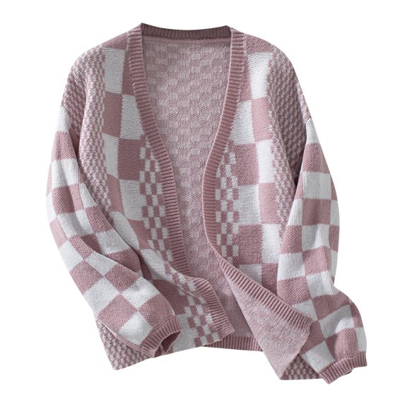 Jalioing Womens Cropped Cardigan Colorful Graphic Printed Sweaters Open Front Cute Knit Outwear