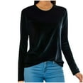 thumbnail image 1 of Jalioing Womens Dressy Velour Blouse Spring Long Sleeve Loose Shirt Plus Size Solid Color Vintage Top (3X-Large, Black), 1 of 6