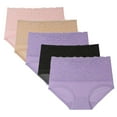 thumbnail image 1 of Jalioing Womens High Waist Underwear Breathable Butt Lifting Lace Briefs Plus Size Full Coverage Panties 5 Pack, 1 of 6