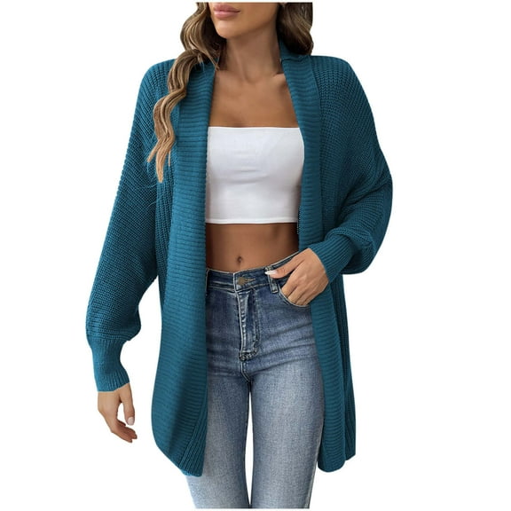 Jalioing Womens Knit Cardigan Fall Winter Long Sleeve Sweater Coat Lightweight Open Front Sweaters