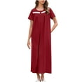 thumbnail image 1 of Jalioing Womens Long Nightgown Loose Crew Neck Button Up Sleep Dress Short Sleeve Comfy Casual Sleepwear, 1 of 7