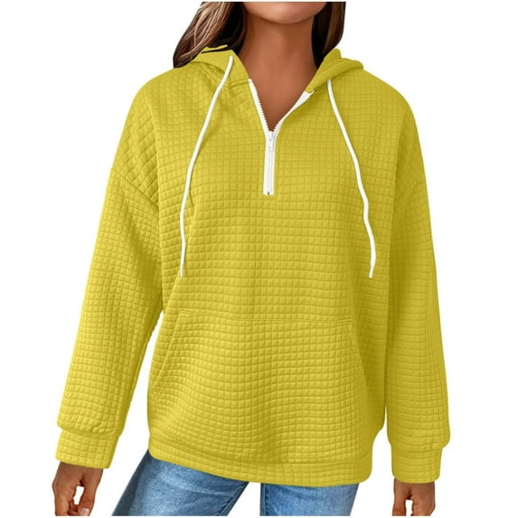 Jalioing Womens Plus Size Hoodies Long Sleeve Raglan Shirt Hooded Sweatshirt Oversized Pullover Tops S-5XL (X-Large, Yellow)