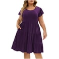 thumbnail image 1 of Jalioing Womens Plus Size Short Dress Summer Short Sleeve Sundress Ruffle Mini Dresses, 1 of 7