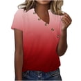 thumbnail image 1 of Jalioing Womens Plus Size Top Summer Casual T Shirt Gradient Color Button V-Neck Loose Tops, 1 of 5