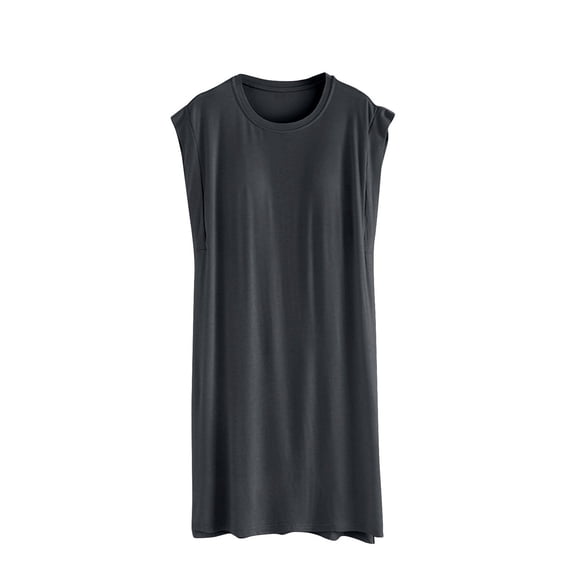 Jalioing Womens Sleeveless Nightgown Crew Neck Comfy Pajama Dress with Built in Bra Soft Nightshirt Sleepwear