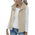 thumbnail image 1 of Jalioing Womens Sleeveless Vest Double-Faced Velour Lapel Full-Zipper Closure Soft Comfy Fleece Clothing (Small, Beige), 1 of 8