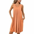 thumbnail image 1 of Jalioing Womens Striped Nightgown Loose Flowy Sleeveless Sleep Dress Pleated Scoop Neck Pajama Shirts with Pocket, 1 of 7