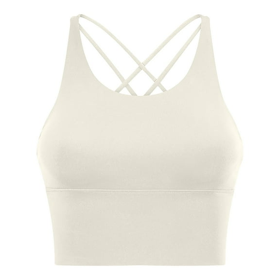 Jalioing Womens Workout Bras Cross Back High Impact Wireless Push Up Yoga Bra Gym Sport Running Crop Tank Tops