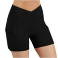 thumbnail image 1 of Jalioing Workout Yoga Shorts for Women Cross High Waist Butt Lifting Stretchy Short Leggings with Pocket, 1 of 7