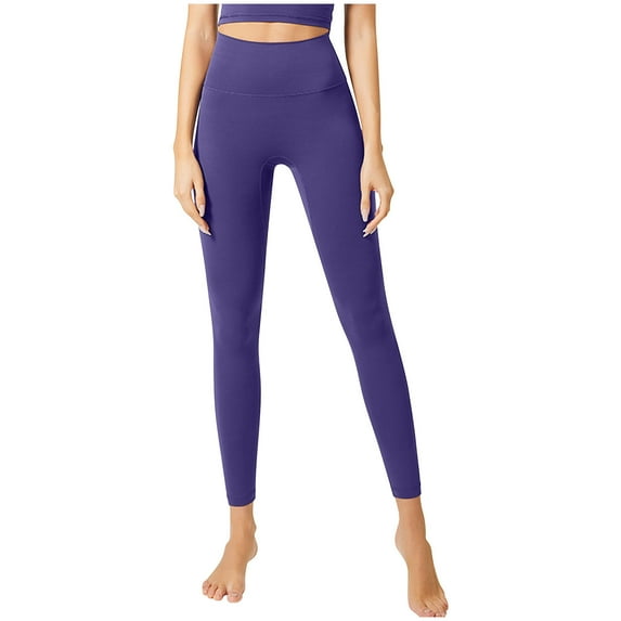 Jalioing Yoga Bottom Leggings for Women Stretch Workout Tight Trouser High Waist Solid Color Skinny Pant (Small, Blue)