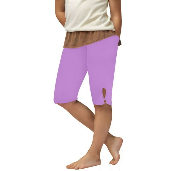 Jalioing Yoga Shorts for Girls Stretchy Knee Length Casual Athletic Shorts Kids Summer Basic Biker Shorts