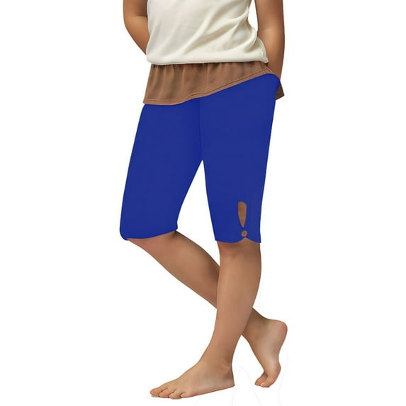 Jalioing Yoga Shorts for Girls Stretchy Knee Length Casual Athletic Shorts Kids Summer Basic Biker Shorts