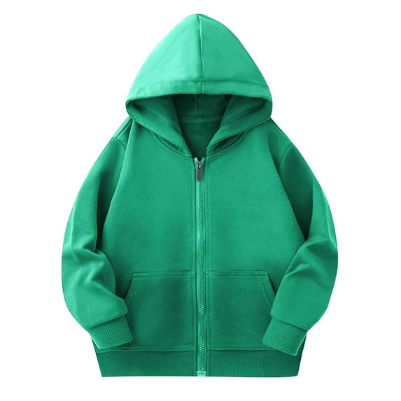 Jalioing Zip Up Hoodies for Kids Casual Solid Long Sleeve Cotton Sweatshirts Boys Girls Fashion Jacket with Pocket