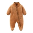 thumbnail image 1 of Jalioing Zipper Snowsuit for Baby Fuzzy Fleece Long Sleeve Stand Collar Jumpsuit Thick Thermal Winter Footed Bodysuit, 1 of 9