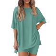 thumbnail image 1 of Jalioing Women's Shorts Set Half Sleeve Tops Shorts Summer Lounge Set 2 Piece Outfits, 1 of 9