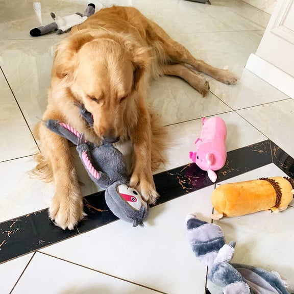 Jalousie 6 Pack Dog Squeaky Toys Dog Chew Toys Animal Character Dog Plush Toys for Fetch Toss Interactive Play Durable