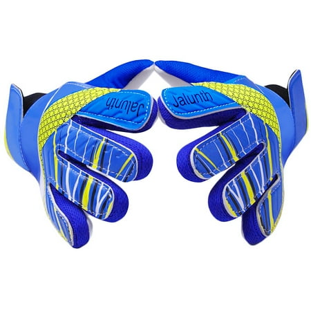 Beoub Goalkeeper Goalie Soccer Gloves Adult Men Womens Goal Keeper Field Player Glove Anti-Slip Latex Palm Soft Pu Hand Back Blue Size 9 S-M