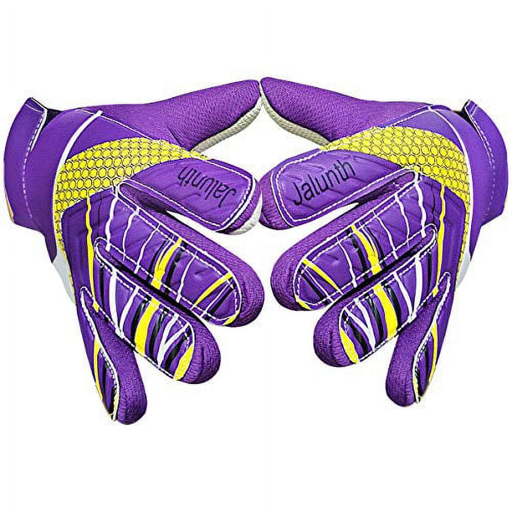 Jalunth Goalkeeper Goalie Soccer Gloves Kids Youth Football Goal Keeper Gloves with Embossed Anti Slip Latex Palm and Soft PU Hand Back Purple 6 Walmart