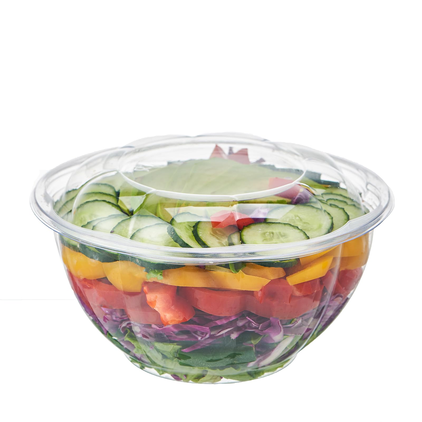 Jaluxing [32 oz. 50 Sets Clear Plastic Salad Bowls with Airtight Lids ...