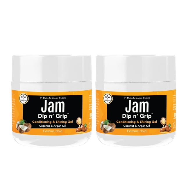 Jam Dip n Grip Coconut and Argan Oil Clarifying Hair Styling Gel 4oz (2 Pack) - Unisex
