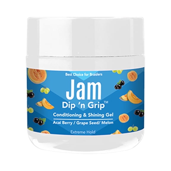 Jam Dip n Grip Hair Gel - Extreme Hold Conditioning & Shine with Acai Berry & Vitamin E (4oz)