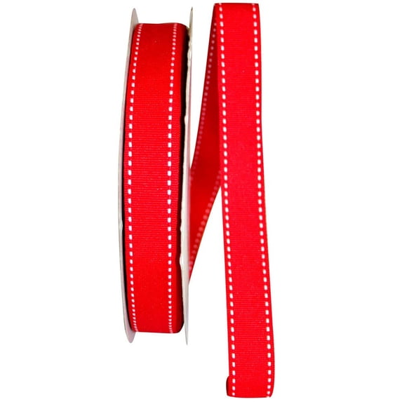Jam Grosgrain Ribbon, 7/8 In X 50 Yards, Red, 2/Pack, Saddle Stitch
