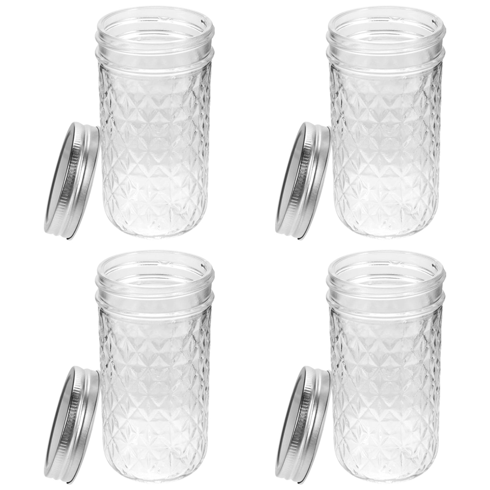 Jam Jar Storage Bottles Pudding Jars 4 Pcs Mason with Cover Glass Lid