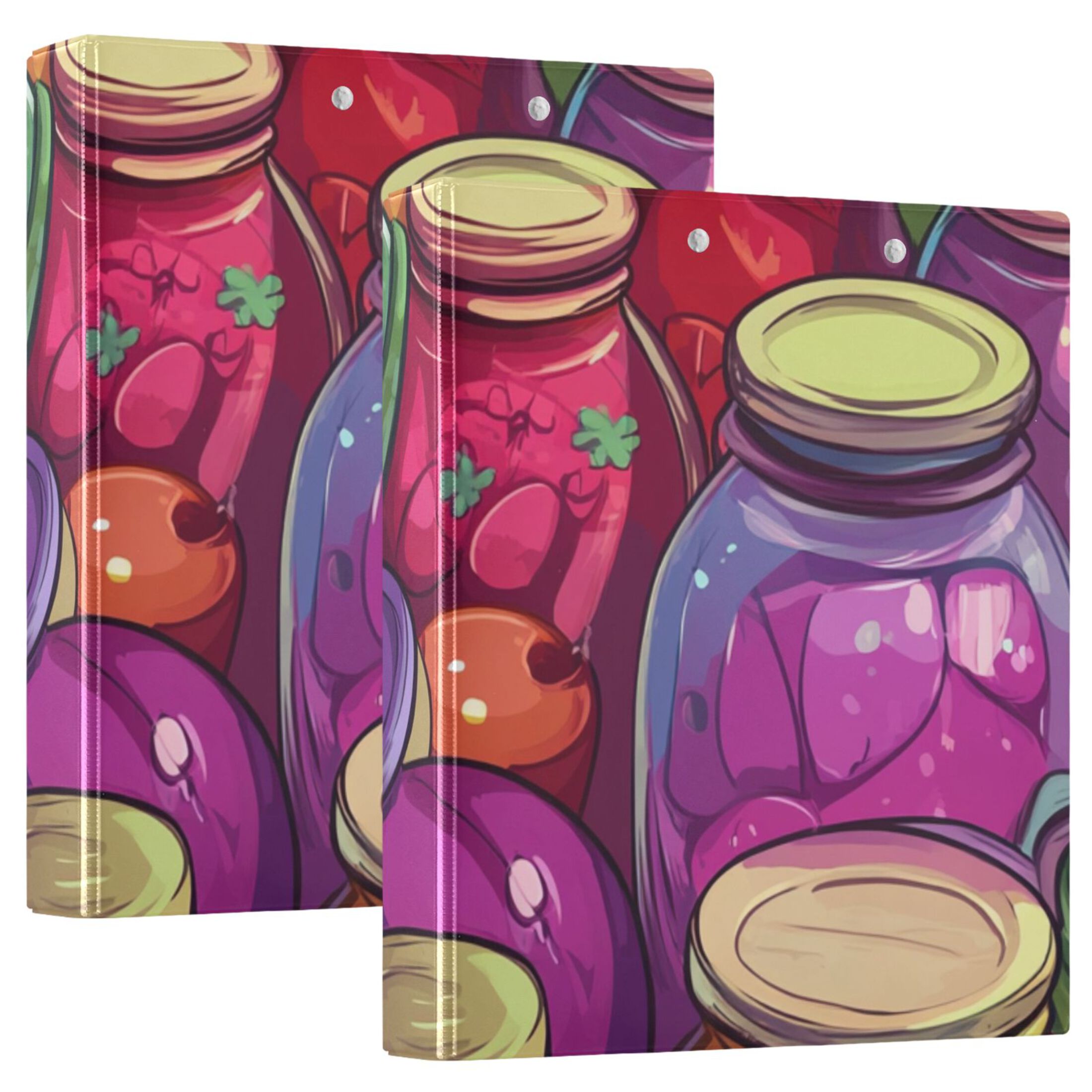 Jam Jars Colorful 3 Ring Binders 1.5 inch Hardcover File Folders with Interior Pockets A4 Size Organizer for School Office Hospital