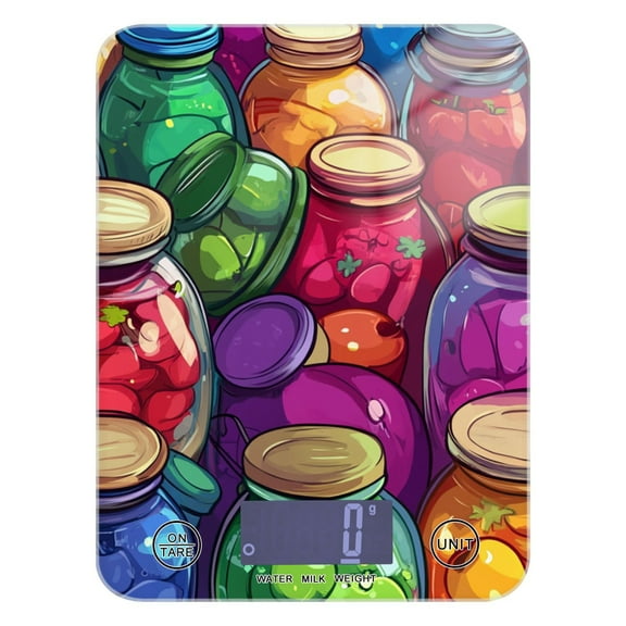 Jam Jars Colorful Food Scale Digital Kitchen Scale Waterproof Grams Ounces lbs for Weight Loss